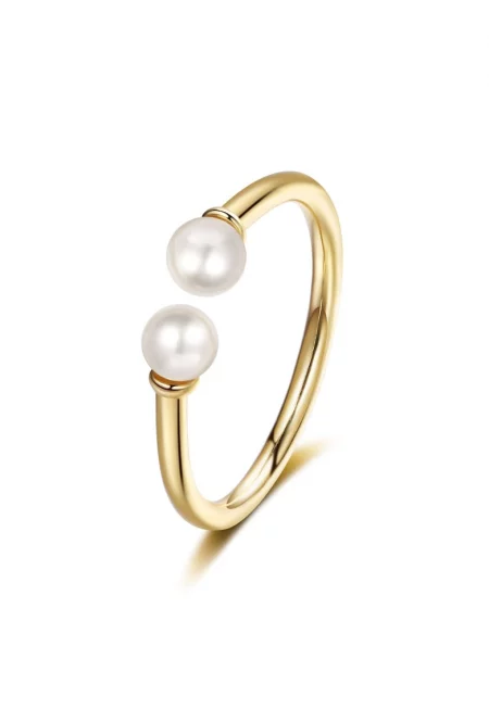 Пръстен с 18К златно покритие със сладководно култивирани перли - Златист