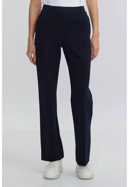 Прав панталон с еластична талия - Черен