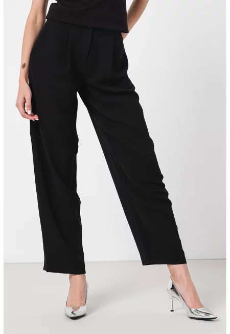 Прав панталон с висока талия - Черен