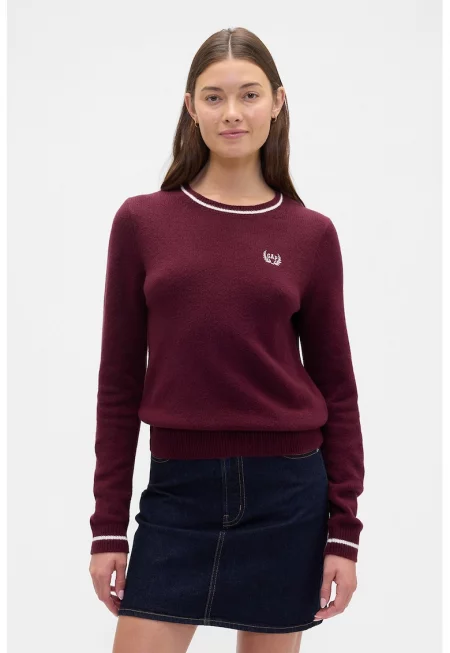 Пуловер с памук с овално деколте