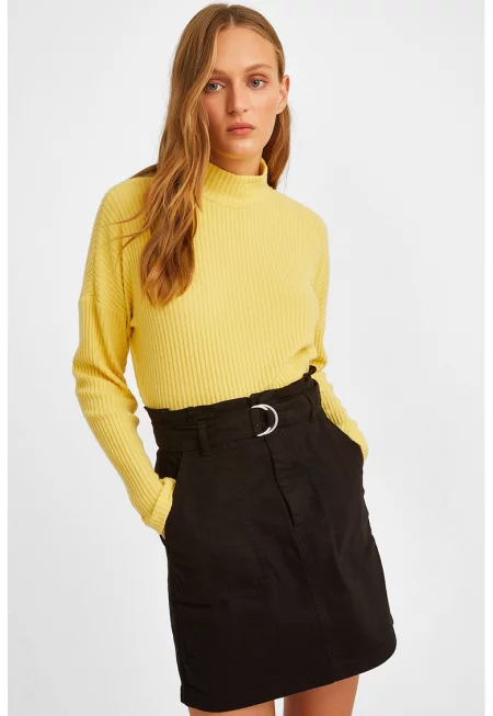 Пуловер с рипс и паднали ръкави