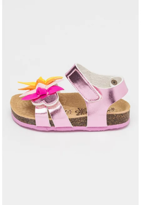 Равни сандали с лого - Лилав