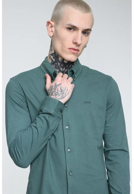 Риза Myjersey с копчета на яката - Аква зелено