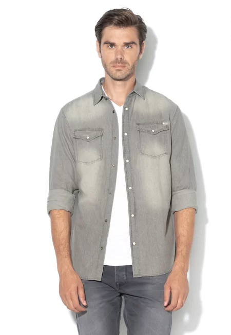 Риза от деним Sheridan с пришити джобове