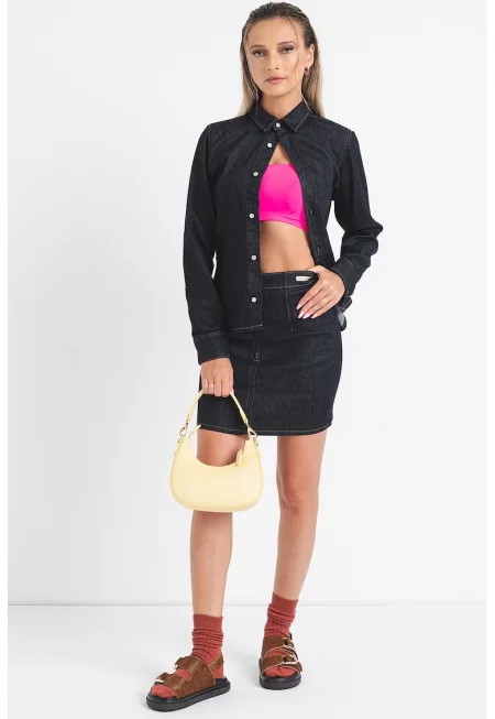 Риза с ефект на деним - Тъмносин