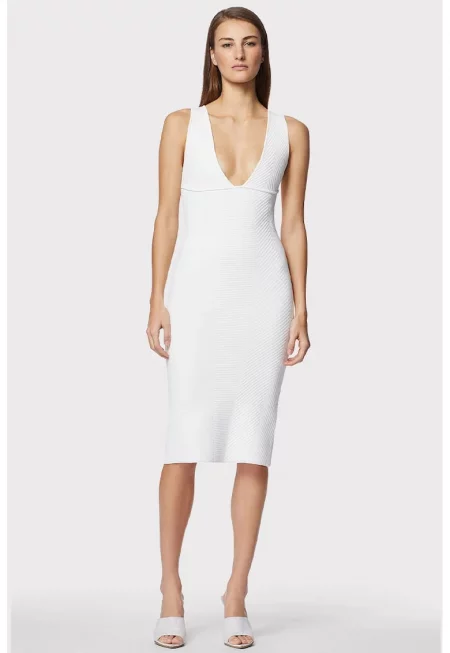 Rochie creion cu slit pe partea din spate - Бял