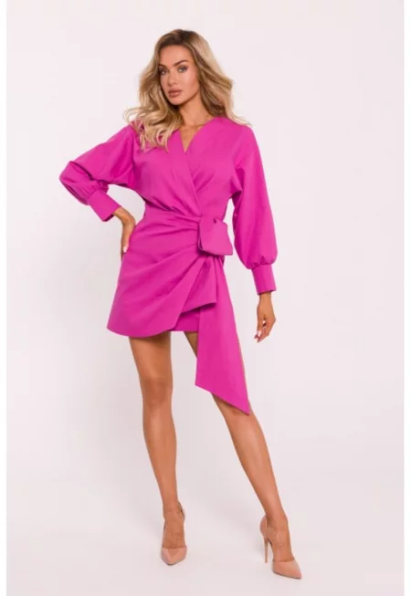 Rochie mini suprapusa cu legatura pe lateral - - Розово