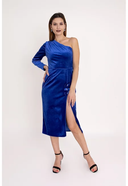 Рокля Sapphire с голо рамо и странична цепка