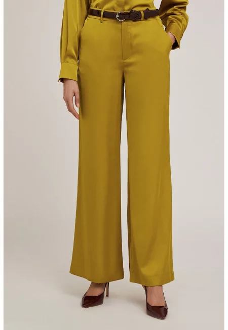 Сатенен широк панталон - Шафраново жълто