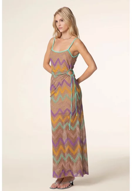 See-through Beach Dress With Open Back - Многоцветен