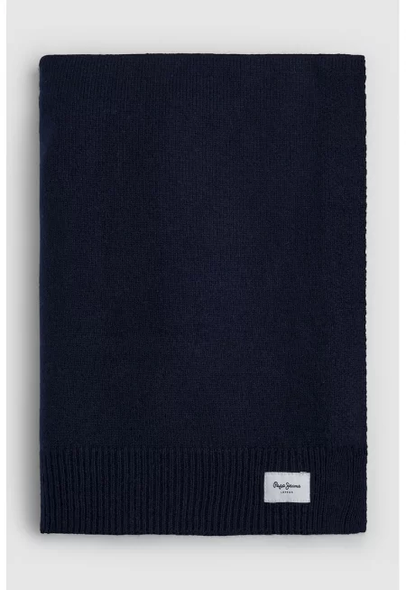 Шал с вълна с лого - Ултрамарин синьо