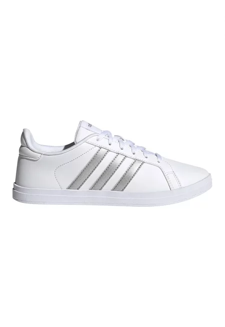 Спортни обувки Courtpoint Base от кожа с контрасти - Бял/Сребрист