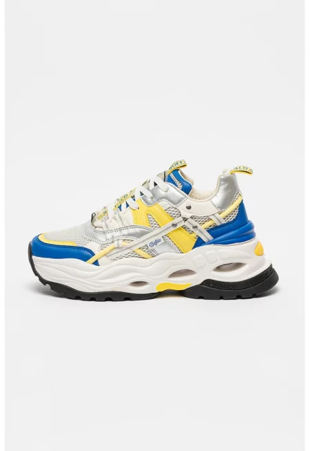 Спортни обувки Triplet Hollow от еко кожа - Жълт/Кралско Синьо/Сребрист