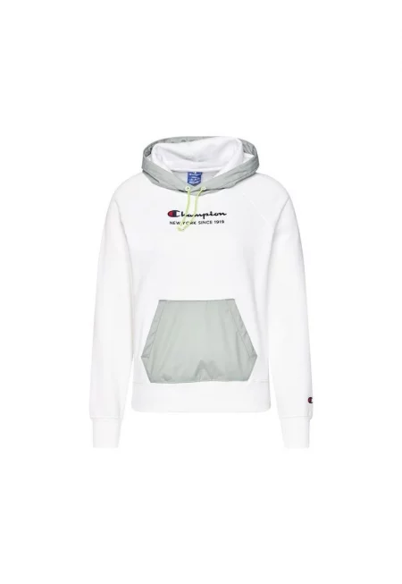 Суитшърт  бял - памучен - за жени - с качулка -