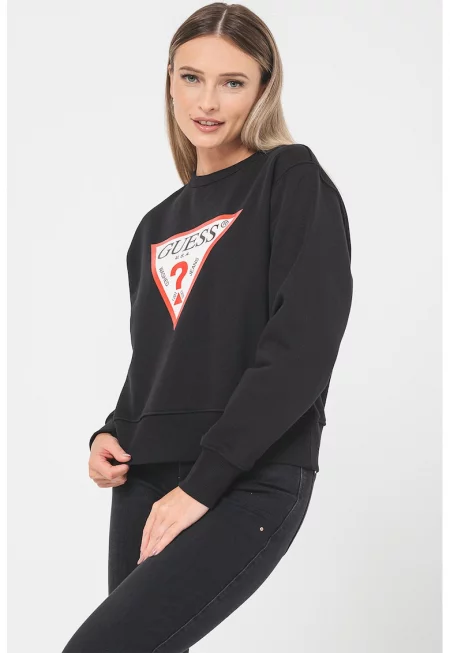 Суитшърт с лого - Черен/Бледочервен/Бял