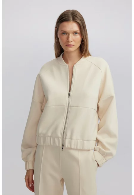 Суитшърт с памук и цип - Праскова