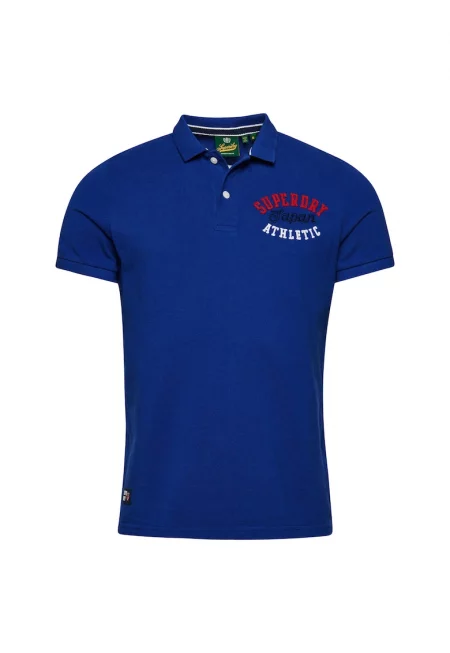 Тениска Superstate с яка и бродирано лого - Син