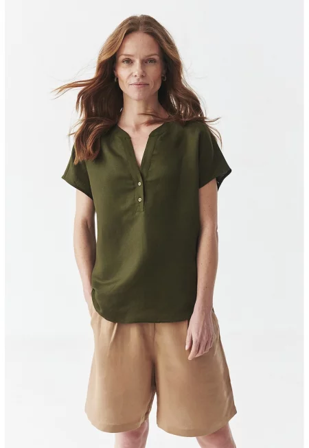 Туника с лен - Маслинено зелено