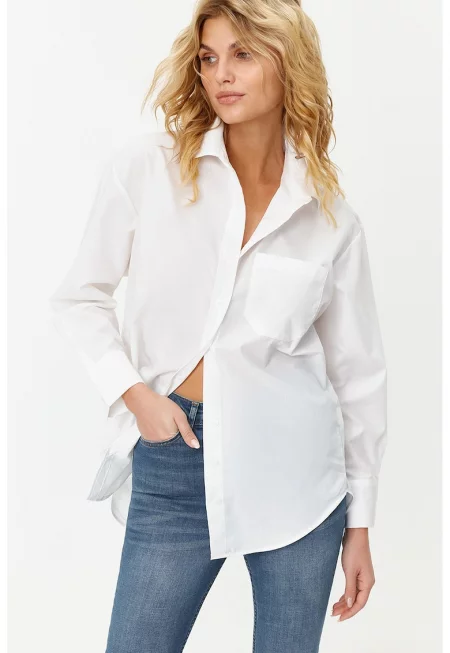 Уголемена риза с джоб на гърдите