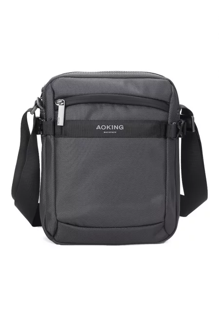 Унисекс чанта през рамо с външни джобове - Сив