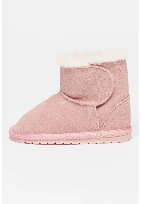 Велурени боти Toddle с вълнена подплата - Розово