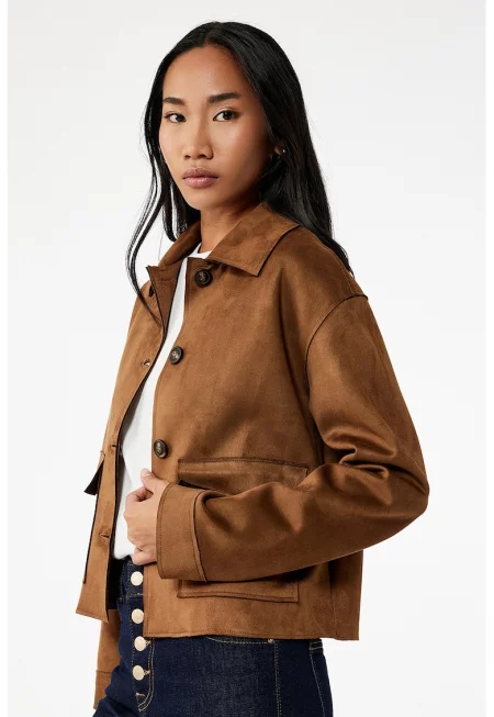 Яке от еко велур с джобове с капаче