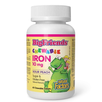 Желязо за деца - Big Friends®, 10 mg, 60 дъвчащи таблетки, с вкус на праскова