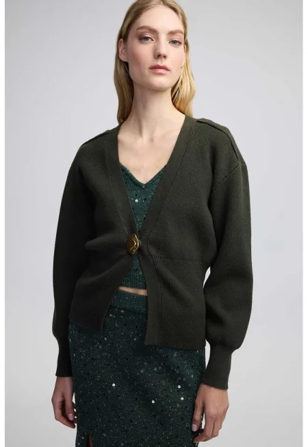 Жилетка с шпиц - Тъмно каки