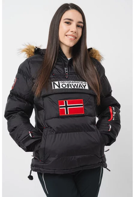 Зимно яке Belancolie с бродирано лого - Бял/Черен/Аленочервен