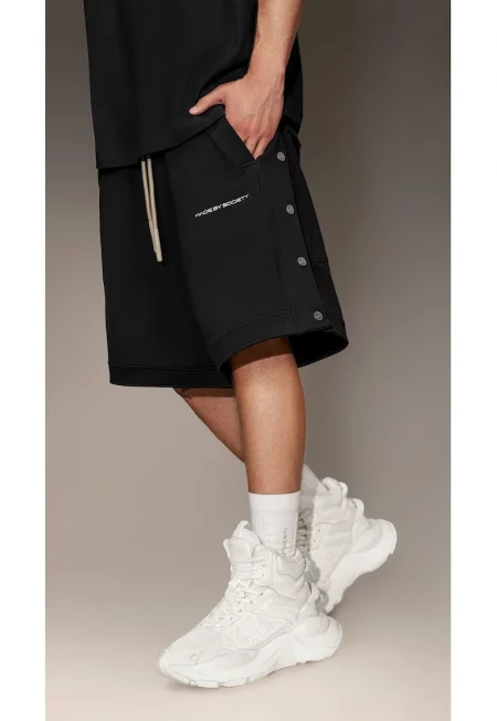 Бермуди с капси - B16480 - Черен