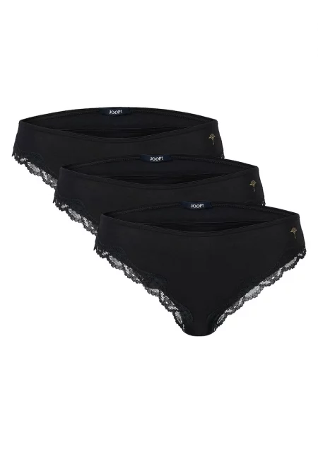 Бикини с дантела - 3 чифта - Черен