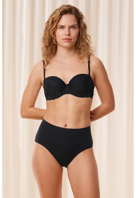 Бикини тип хипстър с висока талия - Черен