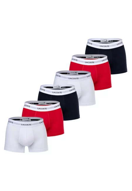 Боксерки с лого на талията - 6 чифта - Червен/Бял/Тъмносин