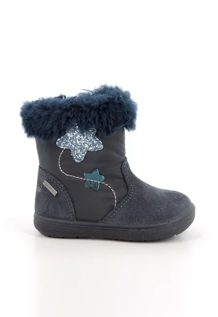 Боти с велур - Тъмносин