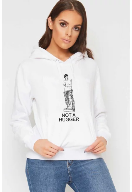 Бял дамски суичър - Not a hugger