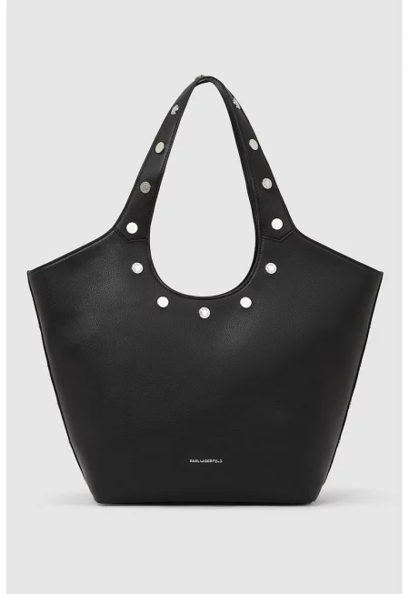 Чанта от еко кожа с капси - Черен