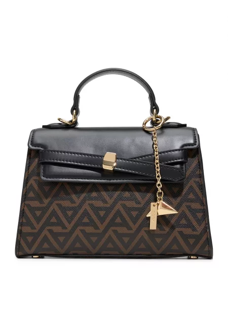 Чанта през рамо Lola от еко кожа с отделящ се аксесоар - Черен - Сиво-кафяв