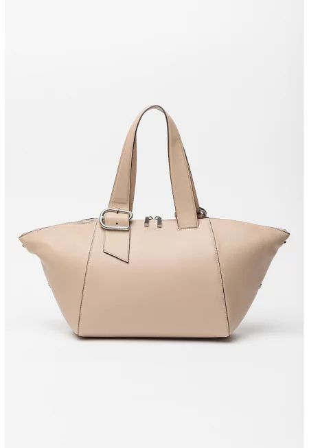 Чанта за рамо от еко кожа с отделяща се презрамка - Бежов