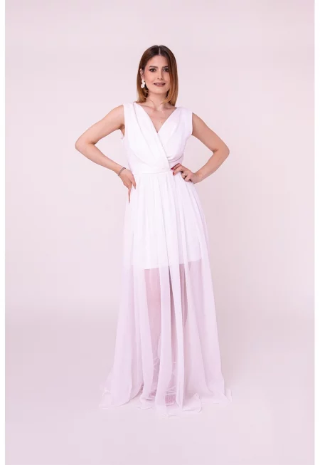 Дълга рокля Pure Essence - Бял