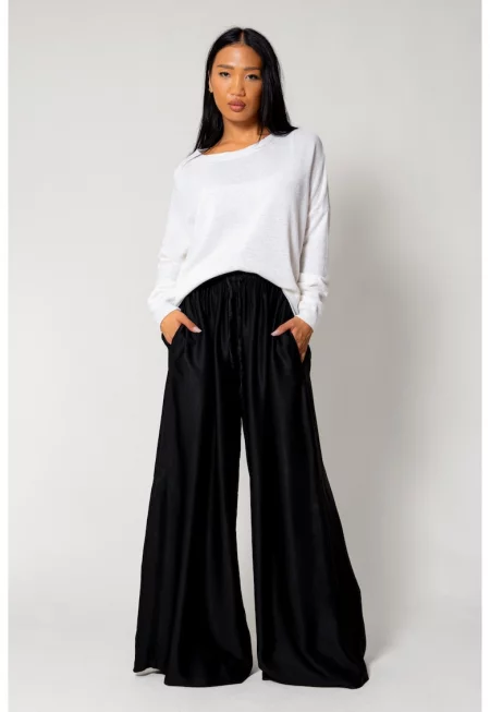 Дълги панталони от копринен микс Черен 18045