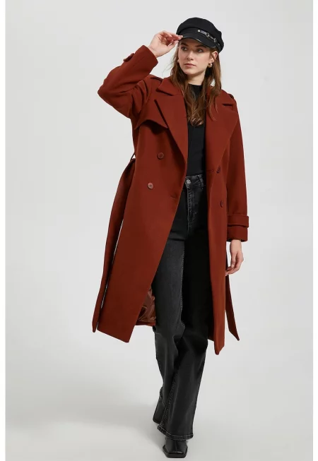 Дълго палто с двуредно закопчаване