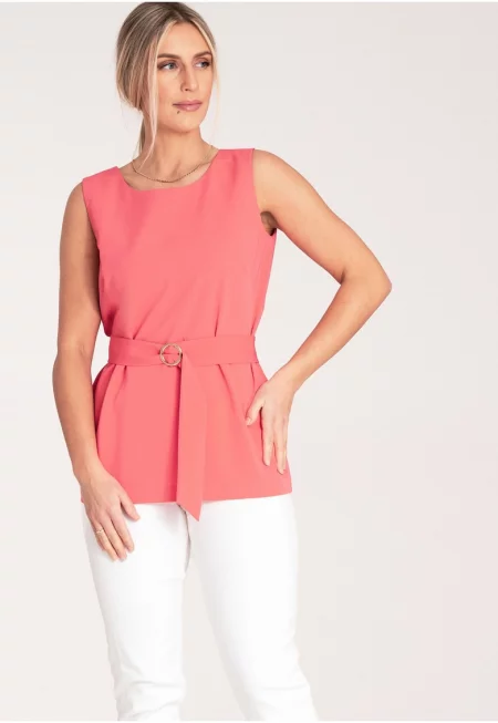 Дамска блуза -  Полиестер/Вискоза - Елегантна - Корал