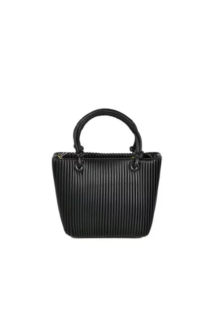 Дамска чанта от естествена кожа  Mei - Черен - 23 x 17 x 9 см