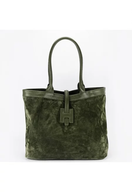 Дамска чанта от естествена кожа - Зелен