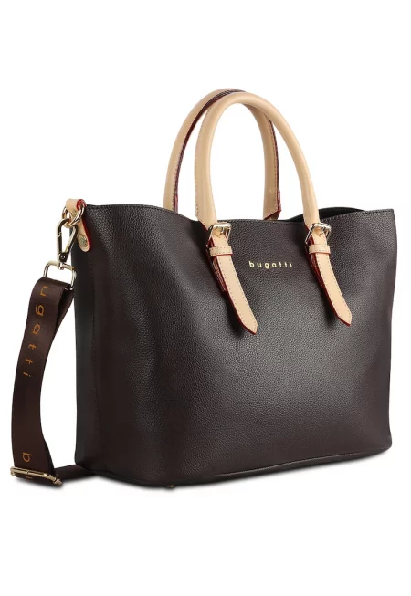 Дамска чанта -  серия Ella - тип shopper - кафява