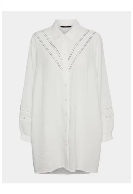 Дамска рокля-риза -  303785314 - Полиестер - Бяла - Бял