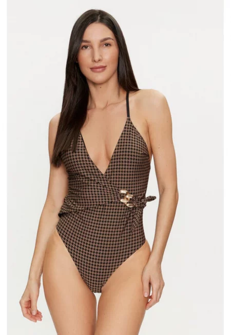 Дамски бански костюм -  303691196 - Полиамид - Кафяв - Кафяв