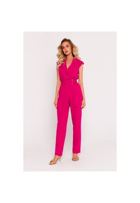 Дамски гащеризон с горнище с връзки -  Фуксия - XXL