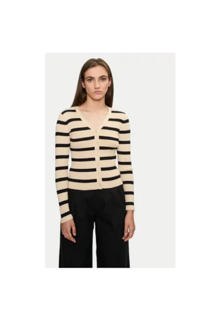 Дамски кардиган -  304255021 - Памук/Полиамид - Бежов