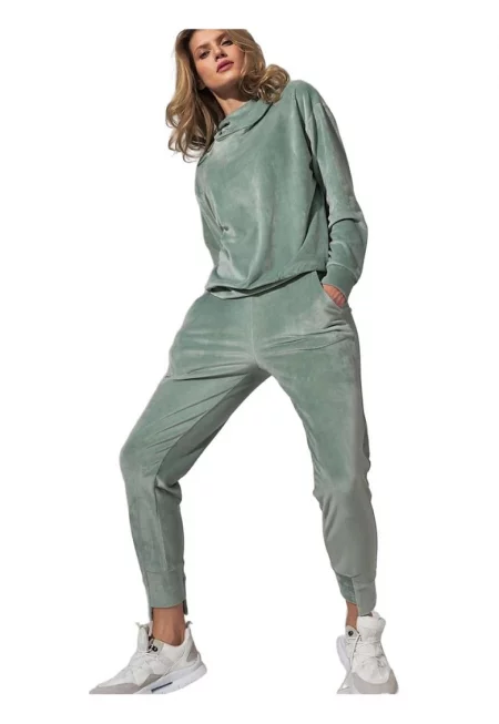 Дамски панталон -  анцуг - зелен - полиестер -